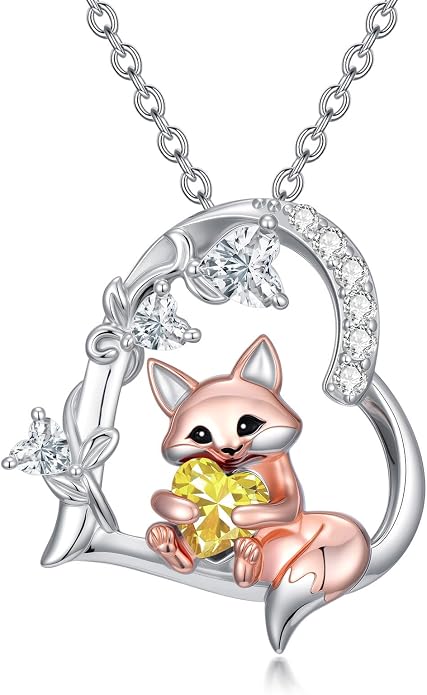 PELOVNY Teddy Bear Necklace for Women 925 Sterling Silver Bear/Highland Cow/Fox/Cat/Axolotl Birthstone Necklace Christmas Birthday Jewelry Gifts for Mom Daughter Wife Sister
