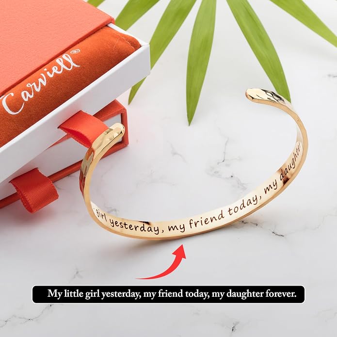 Carviell Bracelet - Gifts for Women – Inspirational, Friendship, Love, Mom, Daughter, Sister, Christian, Graduation, Memorial & Wedding Gifts – 100+ Phrases – Stainless Steel, Gift-Ready