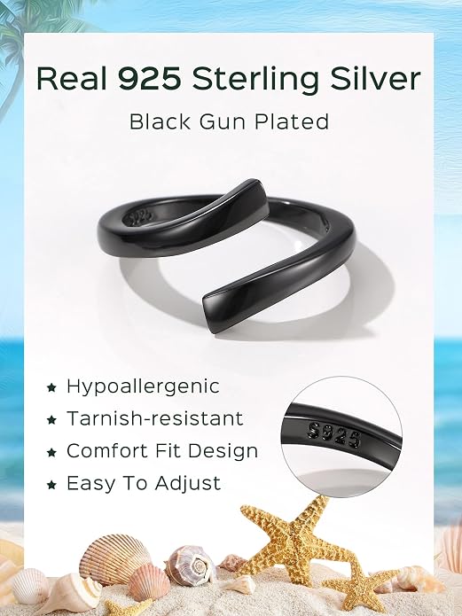 ChicSilver Sterling Silver Toe Rings for Women 14K Gold Plated Toe Rings for Women Open Adjustable Toe Ring for Women Toe Jewelry for Summer Beach