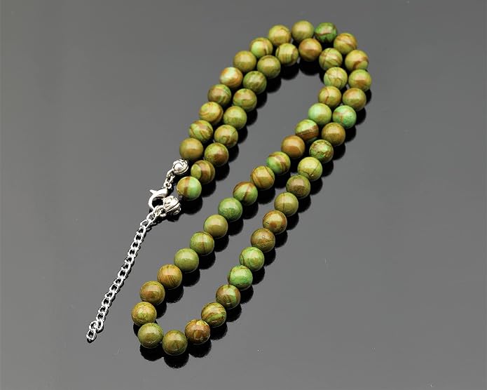 Natural Gemstone Beaded Choker Necklace | 8mm Handmade Adjustable Jewelry for Men & Women | Chakra Balancing Crystal Necklace | Spiritual Gift | Macrame Cord with Extender