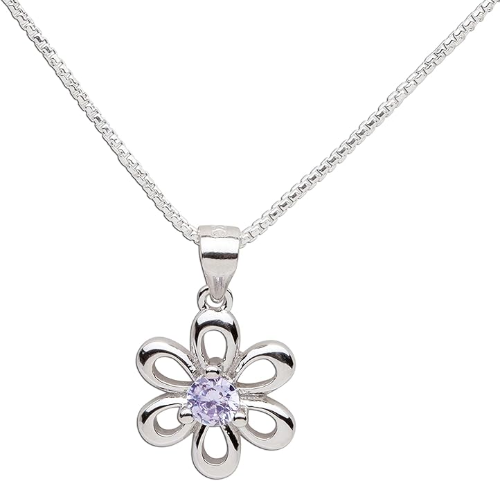Cherished Moments .925 Sterling Silver Daisy Simulated Birthstone Necklace