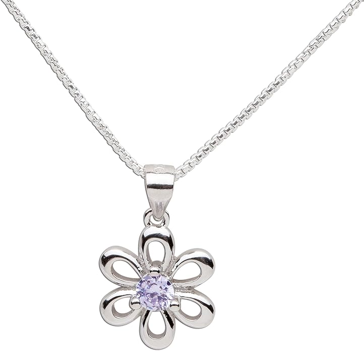 Cherished Moments .925 Sterling Silver Daisy Simulated Birthstone Necklace
