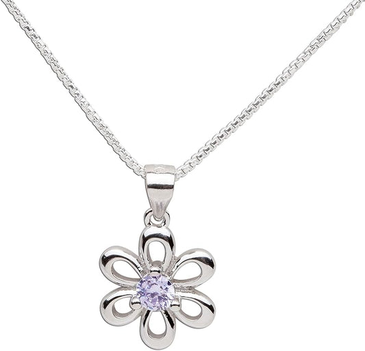 Cherished Moments .925 Sterling Silver Daisy Simulated Birthstone Necklace