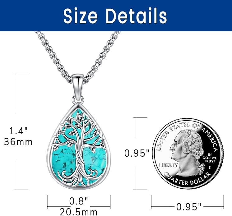 Turquoise Jewelry for Women Men 925 Sterling Silver Pendant Urn Necklaces for Ashes Picture Locket Necklace Thor Hammer Yggdrasil Virgen De Guadalupe St Michael Christopher Judas Witches Knot Necklace