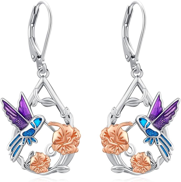 Eusense Sterling Silver Dangle Earrings for Women Tree of Life Animals Moonstone Turquoise Leverback Earrings Jewelry Gifts