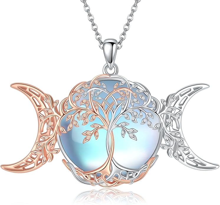 POPLYKE Tree of Life Necklace for Women Sterling Silver Celtic Knot Family Tree With Blue/Purple/Volcano Crystal Irish Gifts for Mom Wife Birthday Christmas