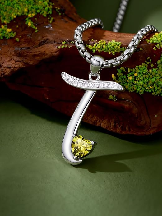 Birthday Gifts for Women Alphabet A to Z Initial Birthstone Pendant Necklaces for Women - 18k White Gold Plated Personalized Name Jewelry Anniversary Graduation Gifts for Wife Her Daughter Girlfriend(with Gift Box)