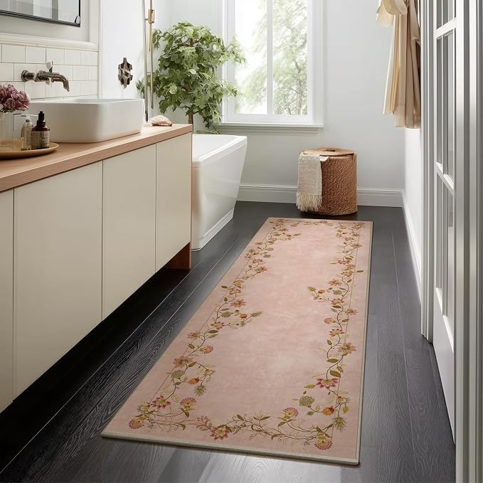 2x6 Washable Kitchen Runner Rugs: Entryway Rug Non Slip Backing Stain Resistant Low Pile Soft Indoor Floor Carpet Runners for Hallways Kitchen Bedroom Laundry Room Farmhouse Indoor