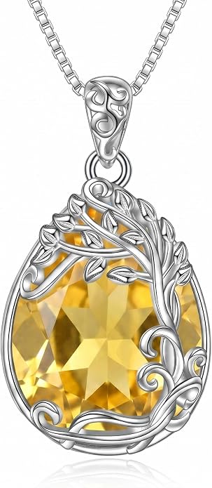 Teardrop Moonstone Necklace for Women Tree of Life/Filigree Birthstone Pendant Necklace Jewelry