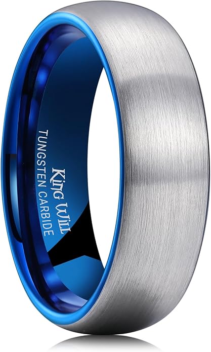 King Will Wedding Band for Men Women, 2/4/6/7/8mm Domed Matte Brushed Tungsten Carbide Rings, Solid/Dual Color Engagement Rings, Comfort Fit