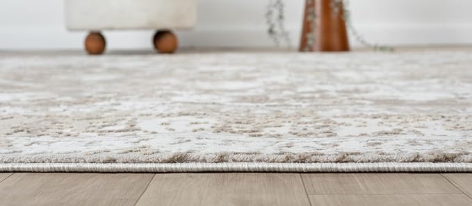 Amber Traditional Floral Area Rug for Living Room, 4x6 Vintage Persian-Inspired Beige Neutral Rug, Medium Pile Stain Resistant Carpet for Bedroom, Dining Room or Kitchen (4' x 6', Beige)