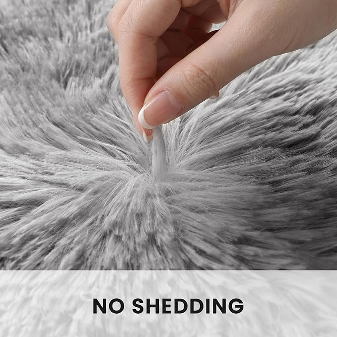 Sour Lemon 10x14 Area Rugs for Bedroom Living Room, Fluffy Shag Grey | Large Shaggy Carpet, Soft Plush Furry Bedside, Anti Slip, Washable Area Modern Rugs Floor Mat for Kids Girls Boys Living Room