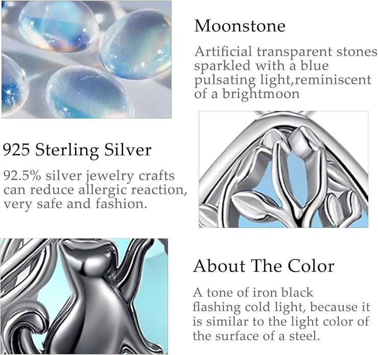 Vito 925 Sterling Silver Teardrop Earrings for Women, Moonstone Turquoise Drop Dangle Earrings Cat Snake Turtle Tree of Life Leverback Earrings Boho Jewelry Gift for Mom Wife