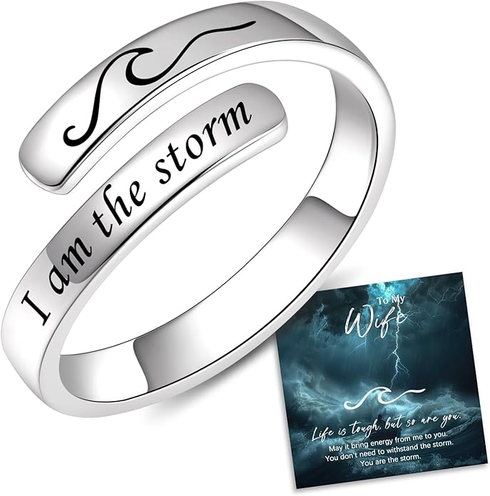 BEILIN 925 Sterling Silver Inspirational Jewelry Rings Adjustable Ring Personality Encouragement Gift for Teens Women