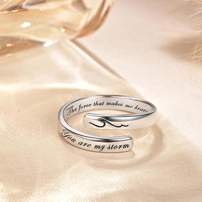 Silver Adjustable Ring Inspirational Jewelry S925 Sterling Wrap Open Ring for Women