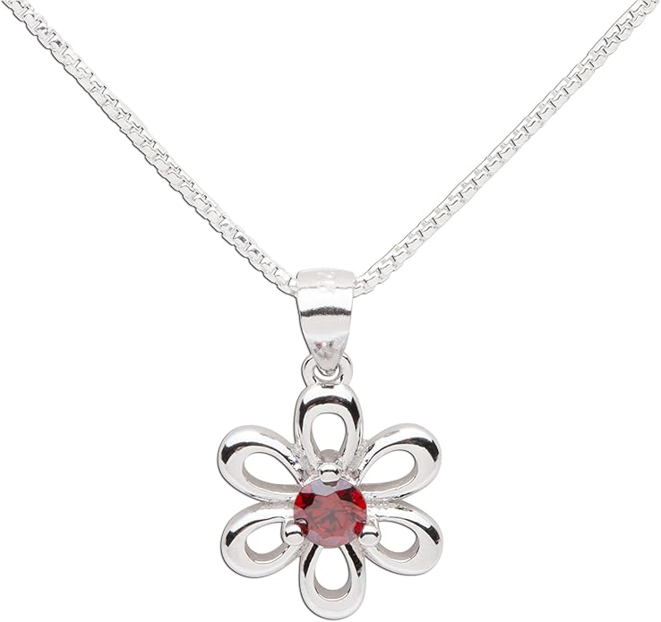 Cherished Moments .925 Sterling Silver Daisy Simulated Birthstone Necklace