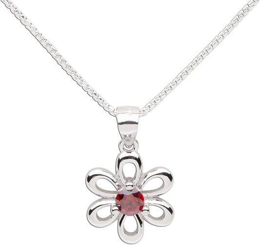 Cherished Moments .925 Sterling Silver Daisy Simulated Birthstone Necklace