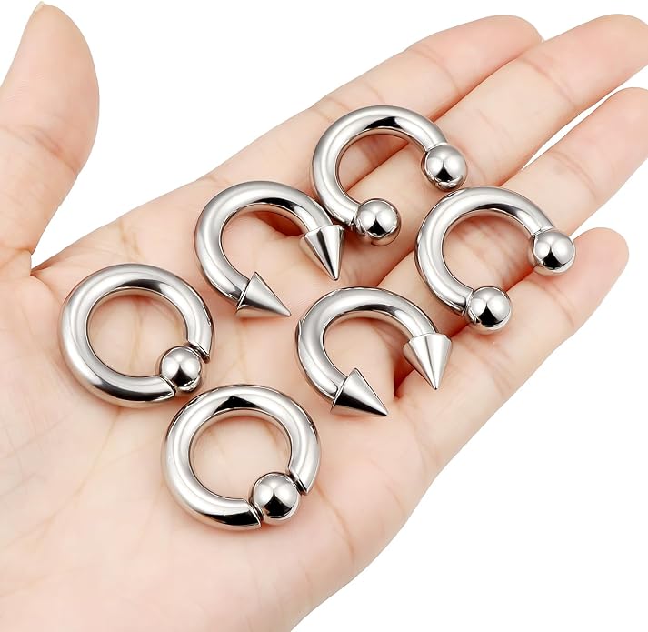 00G 0G 2G 4G 6G 8G 10G 12G 14G 16G Septum Rings Silver Black Surgical Steel Heavy Gauges Earrings Stretching kit Eyebrow Lip Septm Nose Rings Helix Tragus Daith Rook Earrings Hoops 10mm-19mm