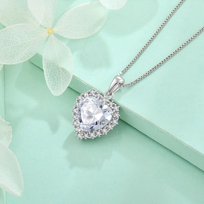 STARCHENIE 925 Sterling Silver Heart Birthstone Pendant Necklace for Women | Genuine 925 silver pendant, heart birthstone, love heart design, 925 silver 18+2" adjustable chain