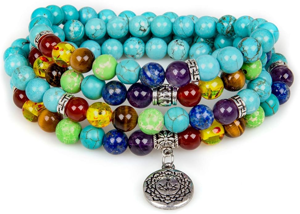 108 Mala Beads Necklace 7 Chakra Tree of Life Pendant Prayer Buddha Bracelets Healing Stone Yoga Men Women Jewelry