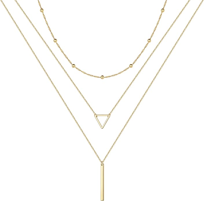 Turandoss Gold Layered Necklaces for Women - 14K Gold Plated Handmade Multilayer Bar Pearls Coin Disc Moon Butterfly Medallion Adjustable Dainty Layered Choker Necklaces for Women Jewelry