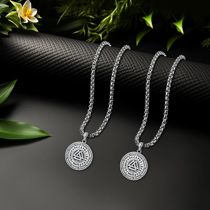 Eusense Viking Necklace for Men Women 925 Sterling Silver Pendant Thors Hammer/Norse Runes/Odin's Ravens/Wolf/Dragon/Snake/Yggdrasil/Freya/Helm of Awe/Valknut/Triskelion/Axe/Shield Viking Jewelry