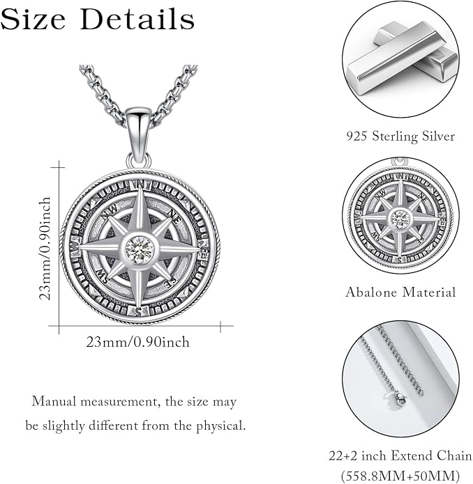 Compass Necklace for Women Graduation Gifts 925 Sterling Silver Celtic Knot Compass Pendant Graduation Jewelry Inspirational Travel Gifts for Women