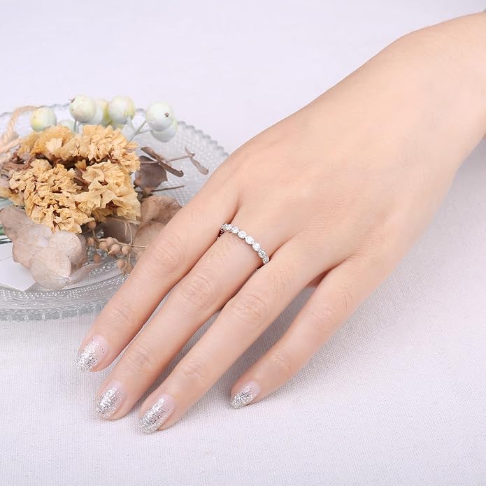 JewelryPalace 14K Gold Plated 925 Sterling Silver Rings for Women, Cubic Zirconia Promise Rings for Her, Stackable Wedding Bands Rings for Women Set Size 4-12