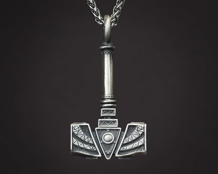 Baldur Jewelry - Thors Hammer Necklace Pendant Mjölnir - Viking Norse Thor Hammer Pendant Viking Jewelry - Thor Necklace - Thor Gifts for Men - Viking Necklace for Men