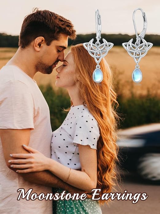 Dorunmo Moonstone Dangle Drop Earrings s925 Sterling Silver Leverback Earrings Filigree Moonstone Jewelry Birthday Gifts for Women