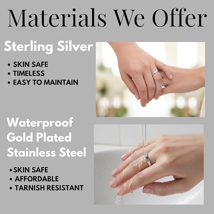 BORUO Silver Ring - 925 Sterling Silver Rings for Women - 14K Gold Plated Waterproof Wedding Band - Elegant Stacking Silver Band For Women and Men - Gifts for Special Occasions 4mm, 6mm Ring Size 4-15