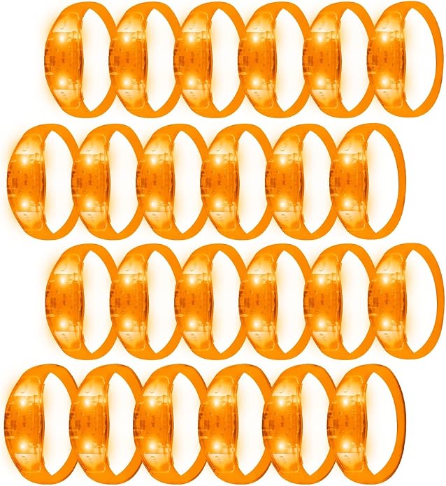 24 Pack Light UP Bracelets Sound Activated Flashing Wristbands Music Control Glow in the Dark Bracelets for Rave Game Prizes Carnival Concerts Night Events Mardi Gras Party Favors