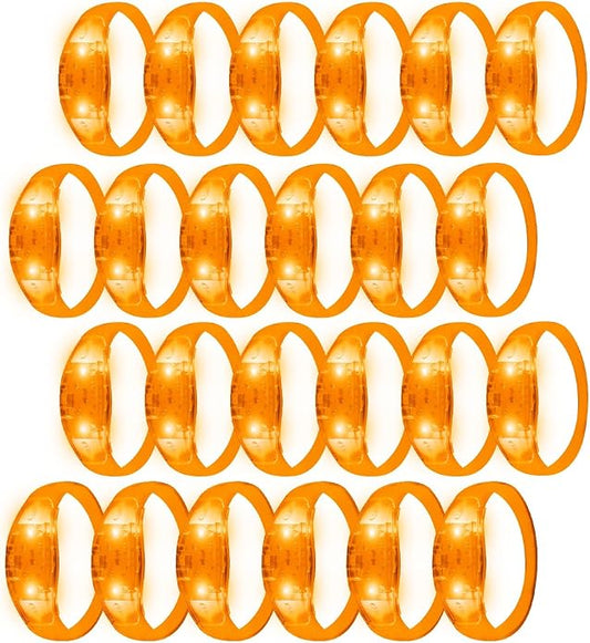 24 Pack Light UP Bracelets Sound Activated Flashing Wristbands Music Control Glow in the Dark Bracelets for Rave Game Prizes Carnival Concerts Night Events Mardi Gras Party Favors