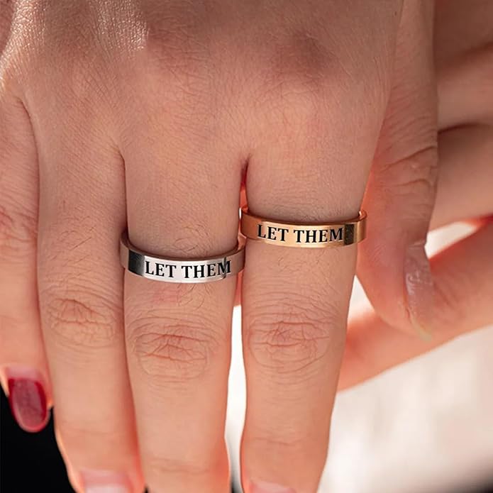 Let Them Band Ring for Women Men, Self Worth Motivation Ring Stainless Steel Engraving Stackable Rings Inspirational Friendship Gift Jewelry for Sorority Sisters Best Friends
