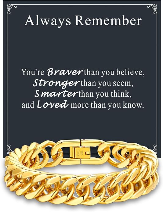 Supcare Unique Anniversary Birthday Valentines Fathers Day Stainless Steel Cuban Link Bracelets for Men Him, To My Man Dad Husband Love Always Remember Wrist Chain Bracelet Jewelry Gifts