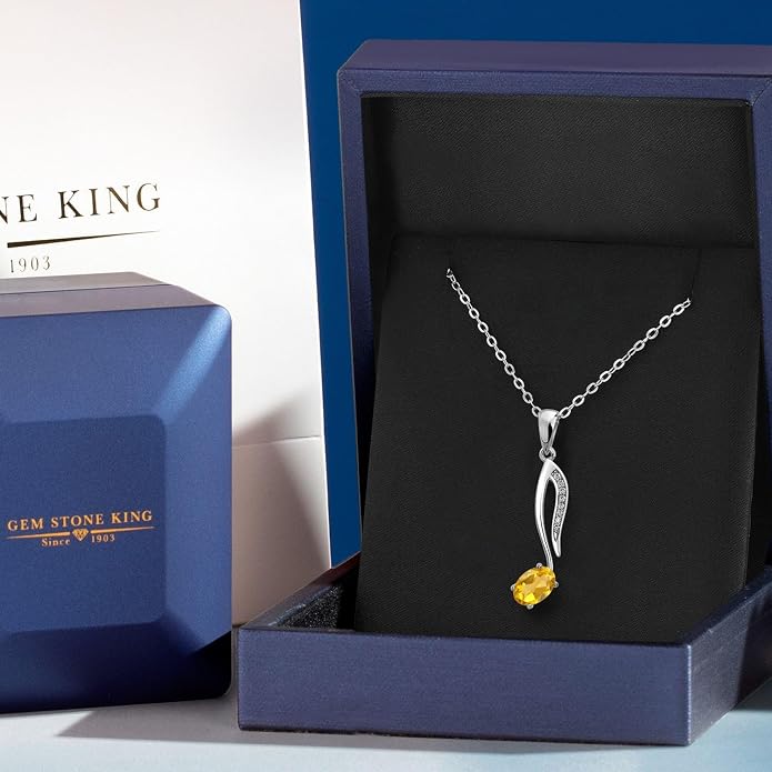 Gem Stone King Music Eighth Note Pendant Necklace | 925 Sterling Silver | 6X4MM Oval Gemstone Birthstone | With 18 Inch Silver Chain | Designed By Keren Hanan