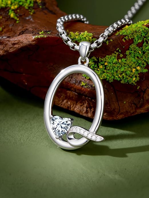 Birthday Gifts for Women Alphabet A to Z Initial Birthstone Pendant Necklaces for Women - 18k White Gold Plated Personalized Name Jewelry Anniversary Graduation Gifts for Wife Her Daughter Girlfriend(with Gift Box)