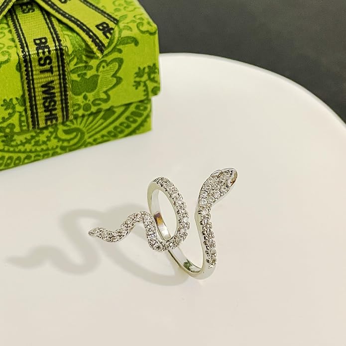 18K Gold Plated Rings for Women and Teen Girls Non Tarnish Cubic Zirconia Fidget Ring Butterfly/Snake/Mesh/Cross/Crown Knuckle Ring Open Adjustable Statement Stacking Chunky Rings