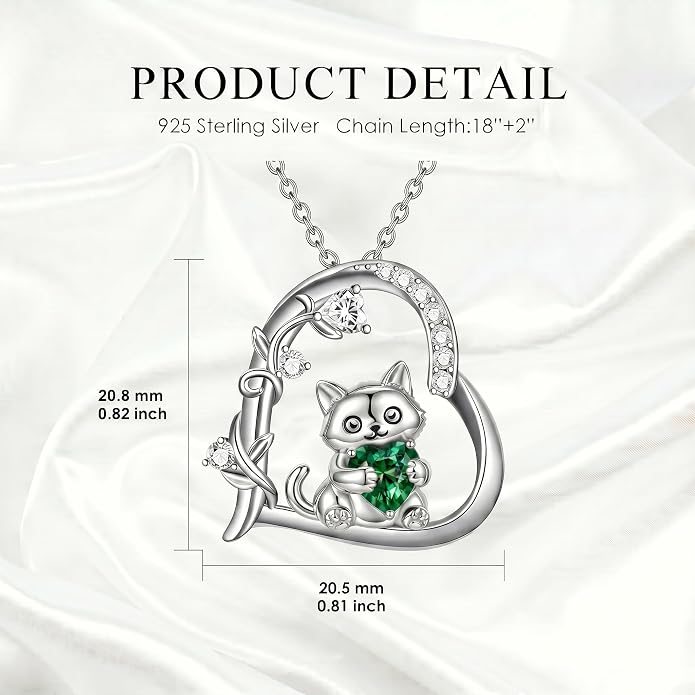 PELOVNY Teddy Bear Necklace for Women 925 Sterling Silver Bear/Highland Cow/Fox/Cat/Axolotl Birthstone Necklace Christmas Birthday Jewelry Gifts for Mom Daughter Wife Sister