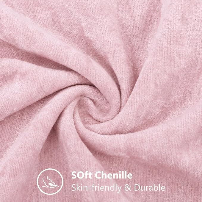 decorUhome Soft Chenille Blush Pink Throw Pillow Covers 20X20 Set of 2 | Decorative Fall Couch Pillow Covers Solid Dyed Accent Modern Farmhouse Neutral Square Pillow Cases for Sofa