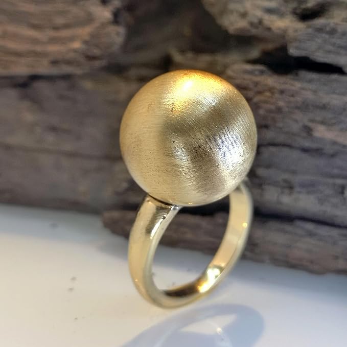 Minimalist Ball Statement Ring for Women Silver Gold Plated Shiny Glamour Dome Ball Ring Women Chunky Dome Ring 18K Gold Plated Simple Stack Finger Jewelry Size 9