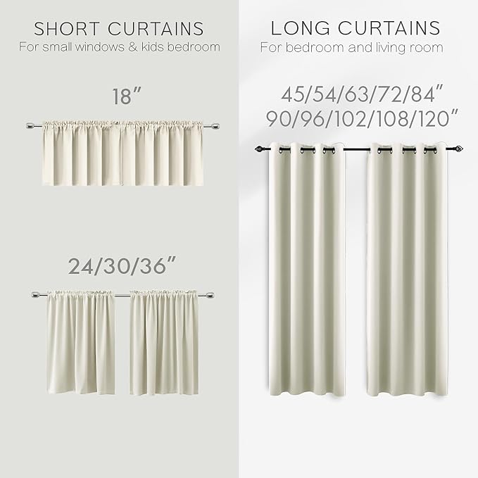 KOUFALL Cream Beige Bay Window Curtains Drapes for Living Room 63 Inch Length 2 Panels 60% Blackout Sound Dampening Curtains for Windows Bedroom Dining Room,Off White Ivory