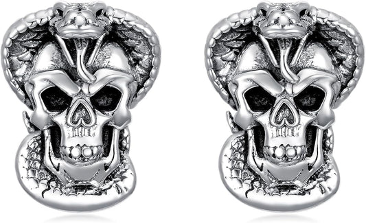 PROESS Sword/Lotus/Hummingbird/Squirrel/Cow Earrings Skull Stud Earrings 925 Sterling Silver Earrings Birthday Christmas Jewelry Gifts for Women Men