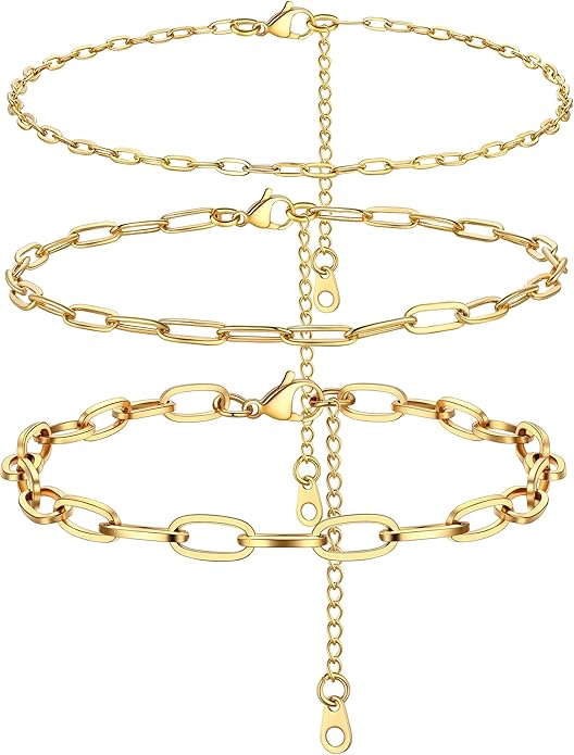 PROSTEEL Gold/Silver Anklets for Women Waterproof, 14K Gold Plated Ankle Bracelet Non Tarnish, Jewelry Gifts Adjustable