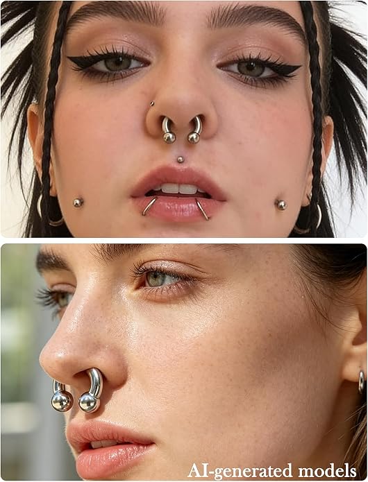 20G-2G ASTM F136 Titanium Septum Rings Nose Ring Hoops Circular Barbell Helix Snug Tragus Rook Daith Cartilage Earring Sneke Bites Lip Ring Hoop Smiley Piercing Jewelry for Women Men 6mm-19mm