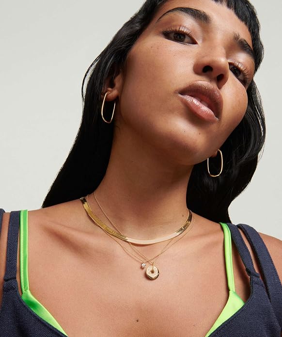 Natural Freshwater Baroque Pearl Necklace 14K Gold Plated Dainty Choker Necklace for Women Girls Snake Chain/Cuban Link/Paperclip/Ball Beaded Chain/Tennis Chain Fashion Jewelry for Gift