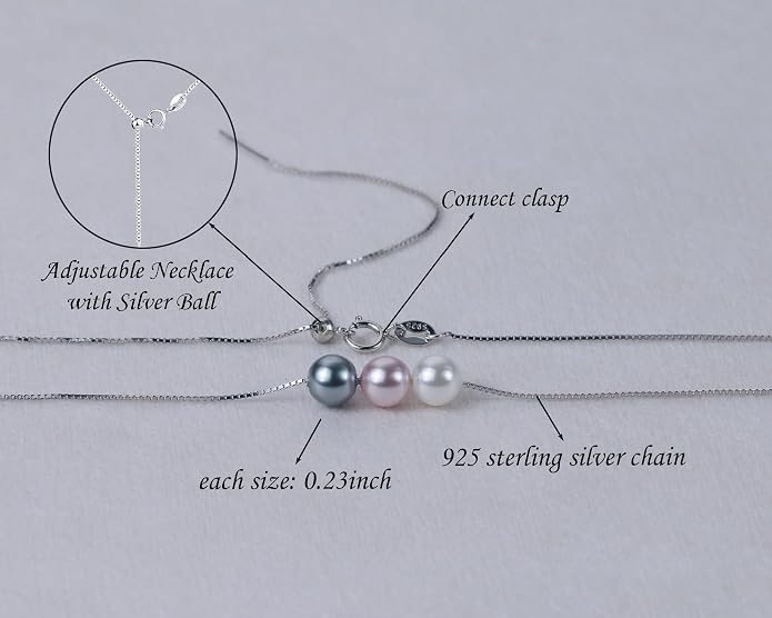 Sereney Sterling Silver Birthday Gifts for Girls Women, Pearl Necklace as 7 9 10 11 13 15 16 18 21 30 40 50 60 Year Old Birthday Gifts, Single Pearl Necklace as Bday Gifts for Friends