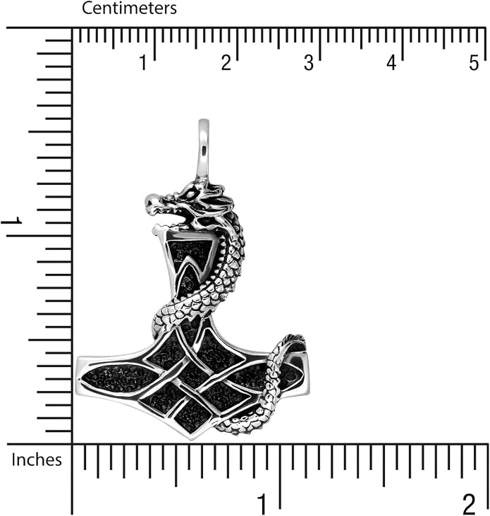 WithLoveSilver 925 Sterling Silver Trinity Celtic Viking Dragon Amulet Axe Hammer of Thor Mjolnir Pendant