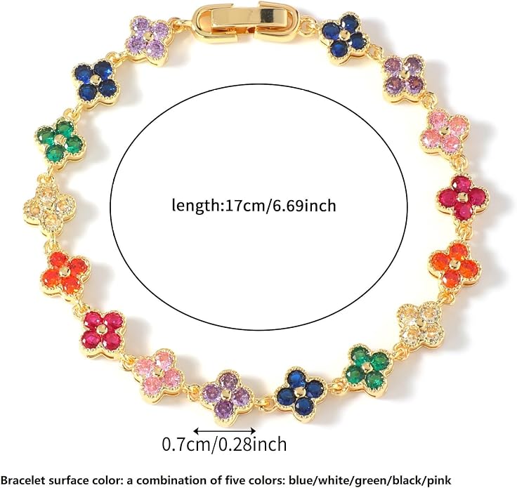 18K gold-plated mother of pearl enamel, adjustable clover lucky bracelet for women/New Year gift/Valentine's Day gift
