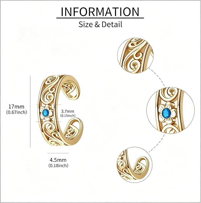 Boho Toe Rings for Women Adjustable Open Flower Foot Rings Summer Beach Jewelry Gifts for Women